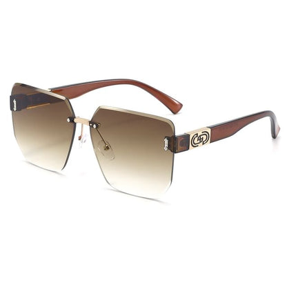 Oversized Geometric Rimless Sunglasses