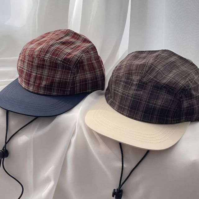 Plaid Drawstring Baseball Cap