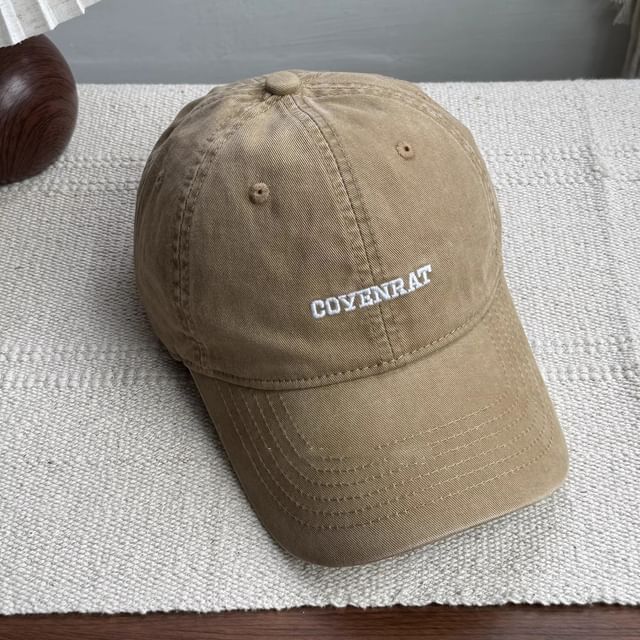 Lettering Embroidered Washed Baseball Cap