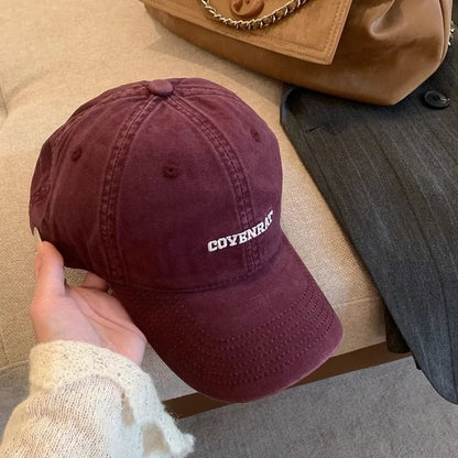 Lettering Embroidered Washed Baseball Cap