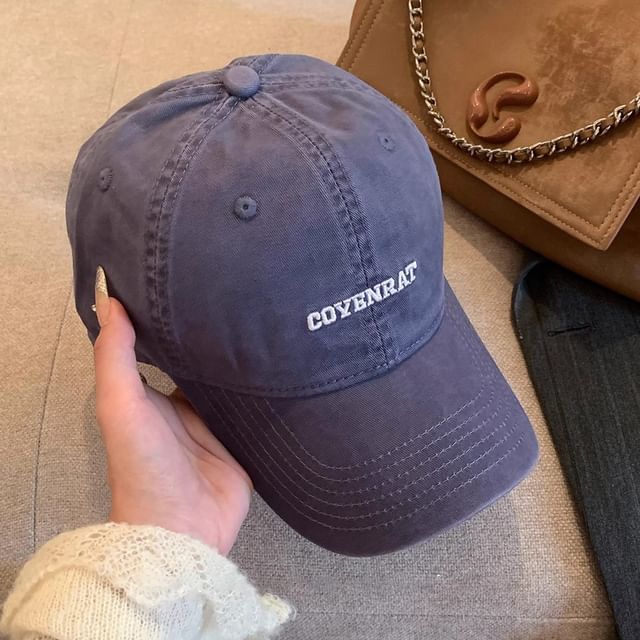 Lettering Embroidered Washed Baseball Cap