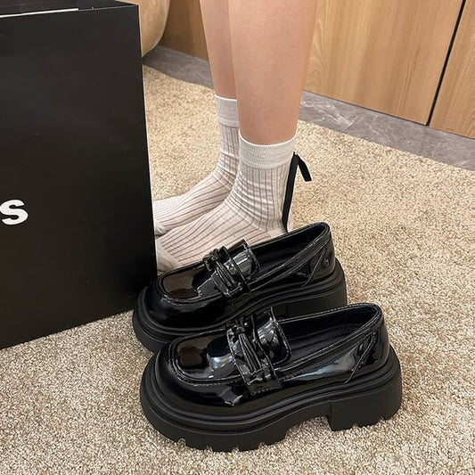 Platform Plain Knot Detail Loafers