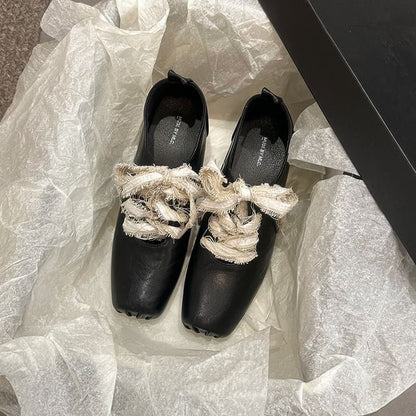 Block Heel Plain Lace-Ups