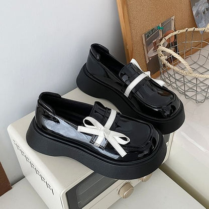 Platform Bow Detail Loafers