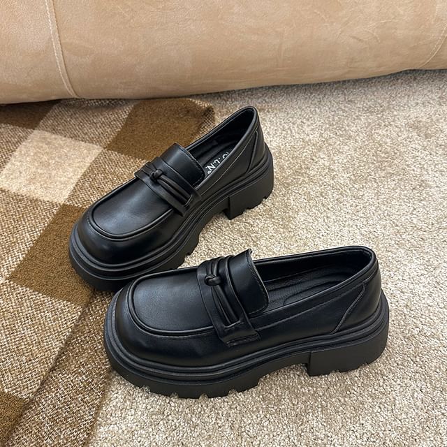 Platform Plain Knot Detail Loafers