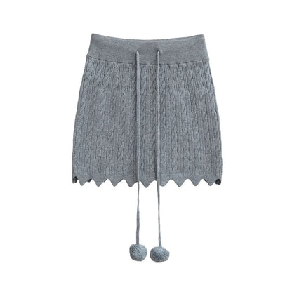 Cable-Knit High-Rise Pencil Mini Skirt