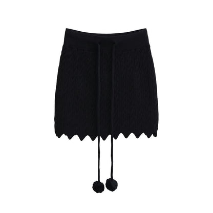 Cable-Knit High-Rise Pencil Mini Skirt