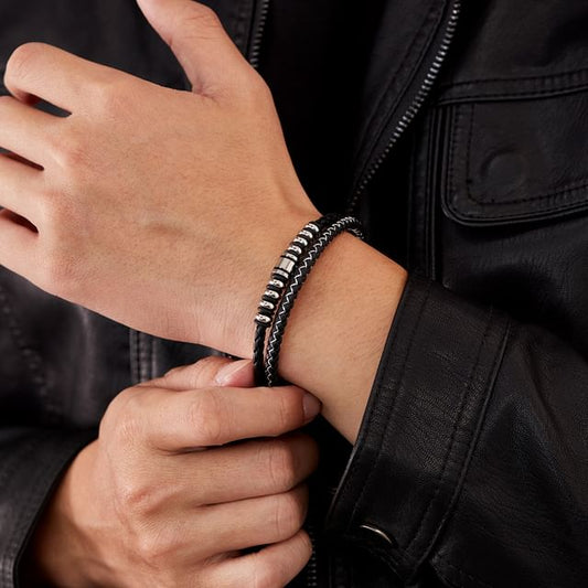 Woven Faux Leather Bracelet