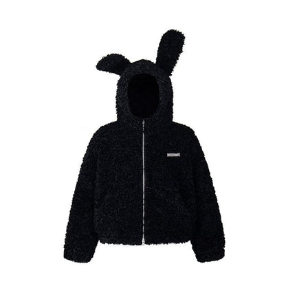 Rabbit Ear Fluffy Zip Jacket