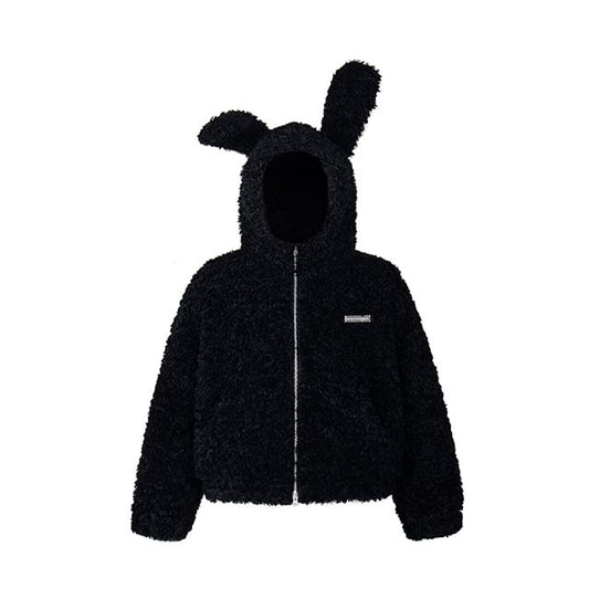 Rabbit Ear Fluffy Zip Jacket