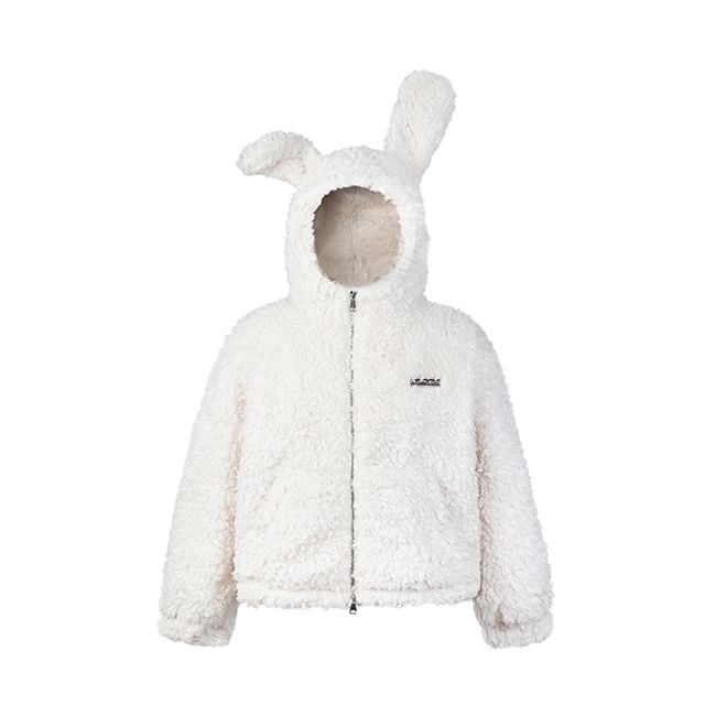 Rabbit Ear Fluffy Zip Jacket