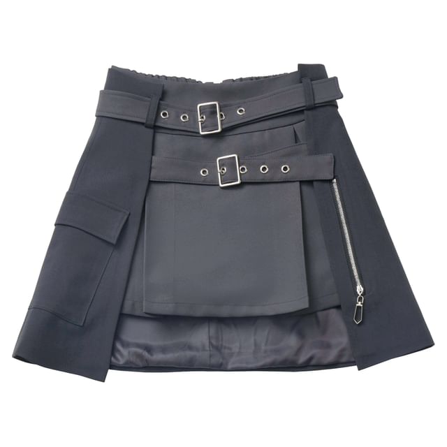 Asymmetric High-Rise Mini Flared Skirt