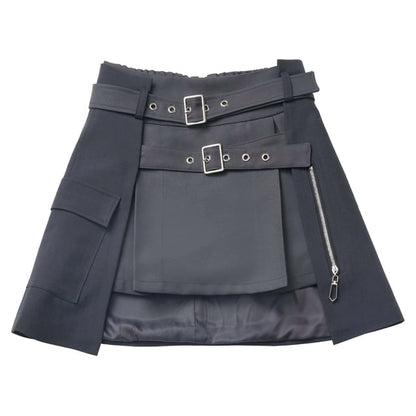 Asymmetric High-Rise Mini Flared Skirt