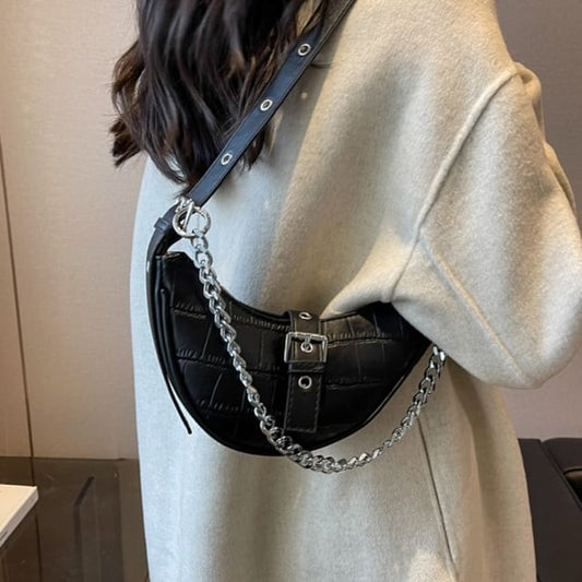 Animal Print Buckled Hobo Bag