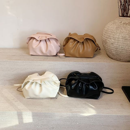 Faux Leather Ruched Crossbody Bag