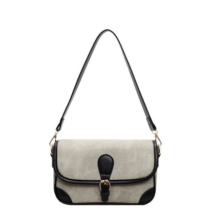 Faux Leather Contrast Piping Crossbody Bag