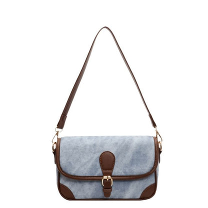 Faux Leather Contrast Piping Crossbody Bag