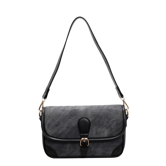 Faux Leather Contrast Piping Crossbody Bag