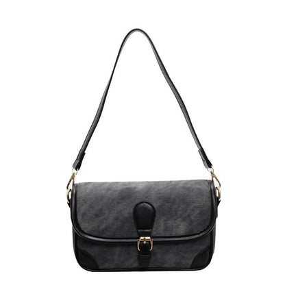Faux Leather Contrast Piping Crossbody Bag