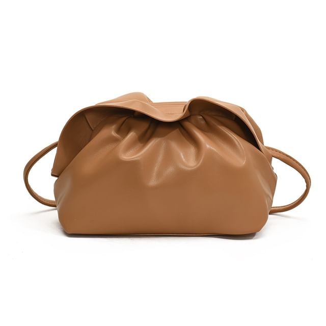 Faux Leather Ruched Crossbody Bag