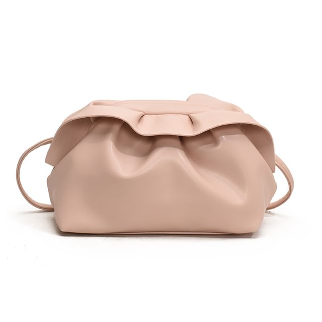 Faux Leather Ruched Crossbody Bag