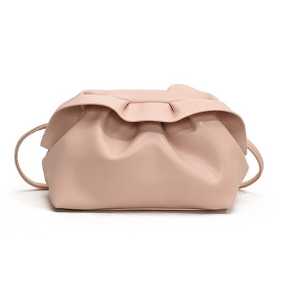 Faux Leather Ruched Crossbody Bag