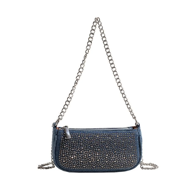 Denim Rhinestone Evening Clutch
