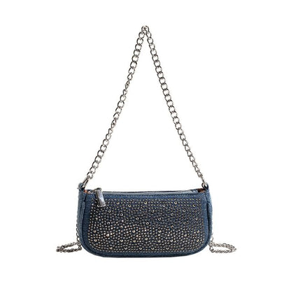 Denim Rhinestone Evening Clutch