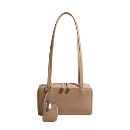 Faux Leather Box Shoulder Bag