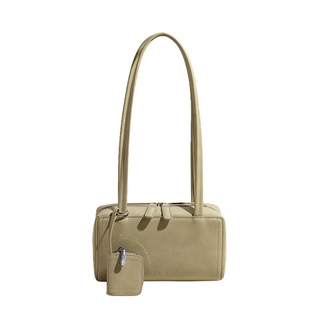 Faux Leather Box Shoulder Bag
