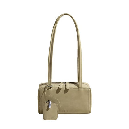 Faux Leather Box Shoulder Bag