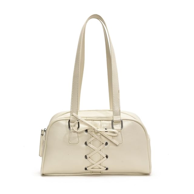 Faux Leather Lace-Up Shoulder Bag