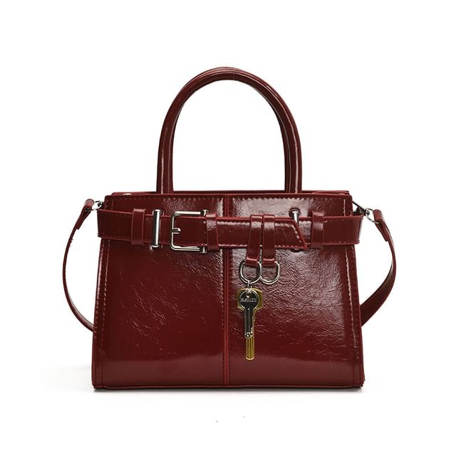 Faux Leather Buckle Crossbody Bag