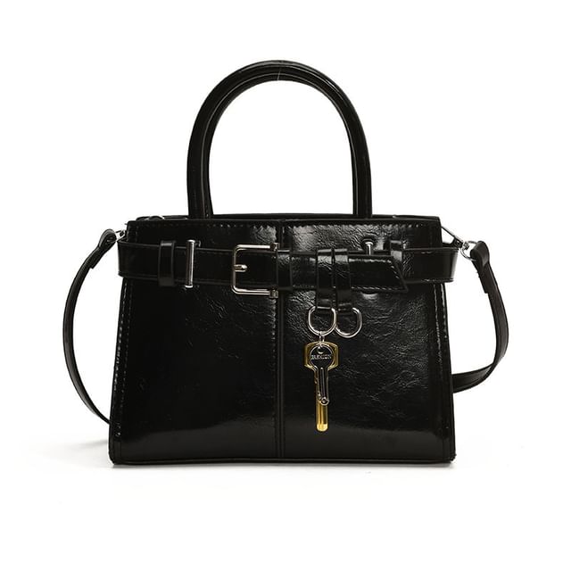 Faux Leather Buckle Crossbody Bag