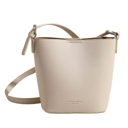 Faux Leather Plain Bucket Bag