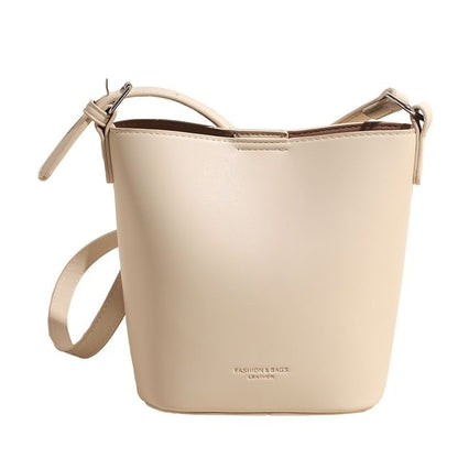 Faux Leather Plain Bucket Bag