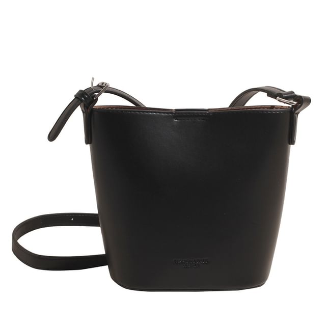 Faux Leather Plain Bucket Bag