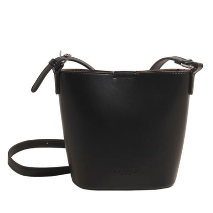 Faux Leather Plain Bucket Bag