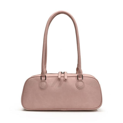 Faux Leather Plain Shoulder Bag