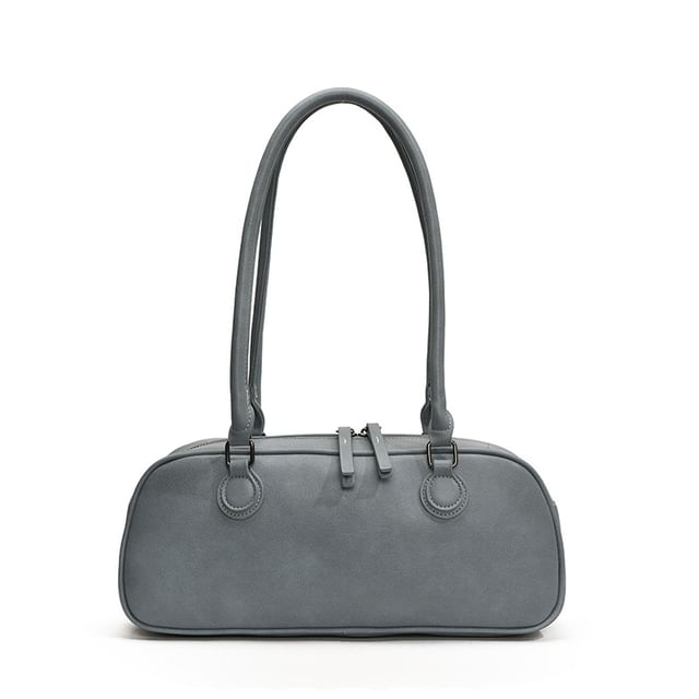 Faux Leather Plain Shoulder Bag