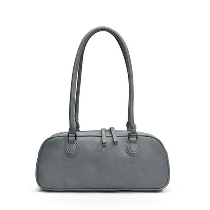 Faux Leather Plain Shoulder Bag