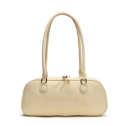 Faux Leather Plain Shoulder Bag