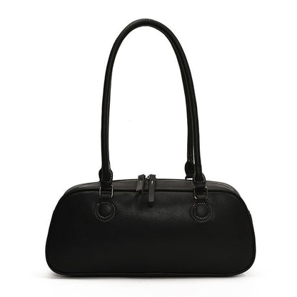 Faux Leather Plain Shoulder Bag