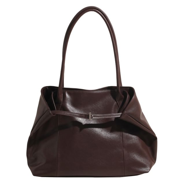 Faux Leather Plain Tote Bag