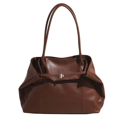 Faux Leather Plain Tote Bag