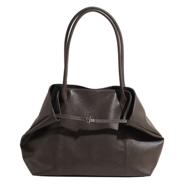 Faux Leather Plain Tote Bag