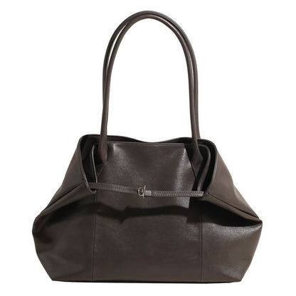Faux Leather Plain Tote Bag