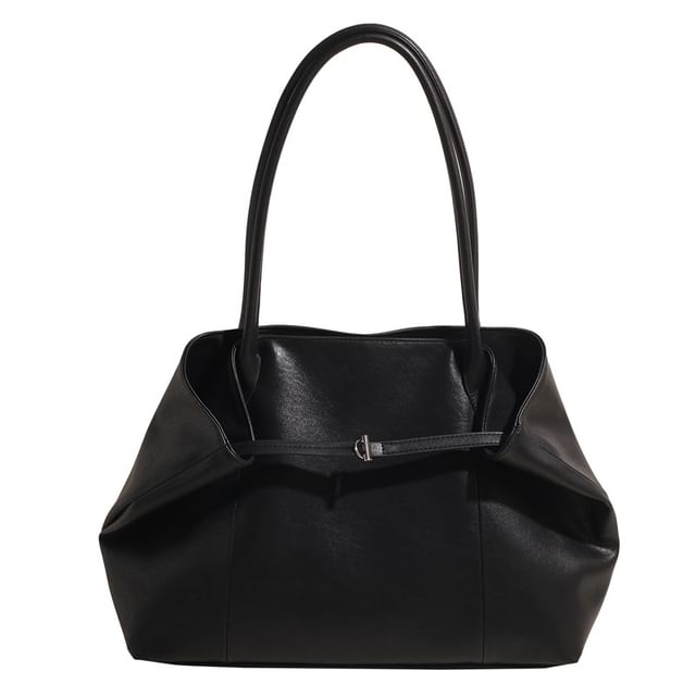 Faux Leather Plain Tote Bag