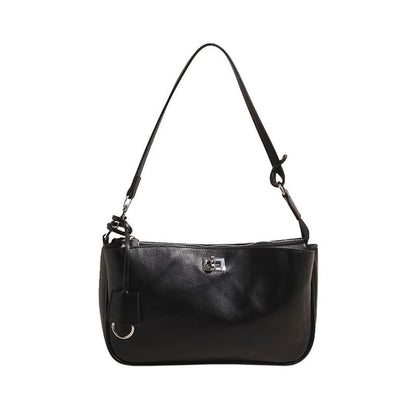 Faux Leather Twist Lock Crossbody Bag