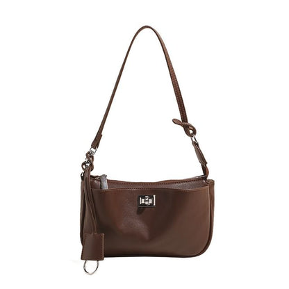 Faux Leather Twist Lock Crossbody Bag